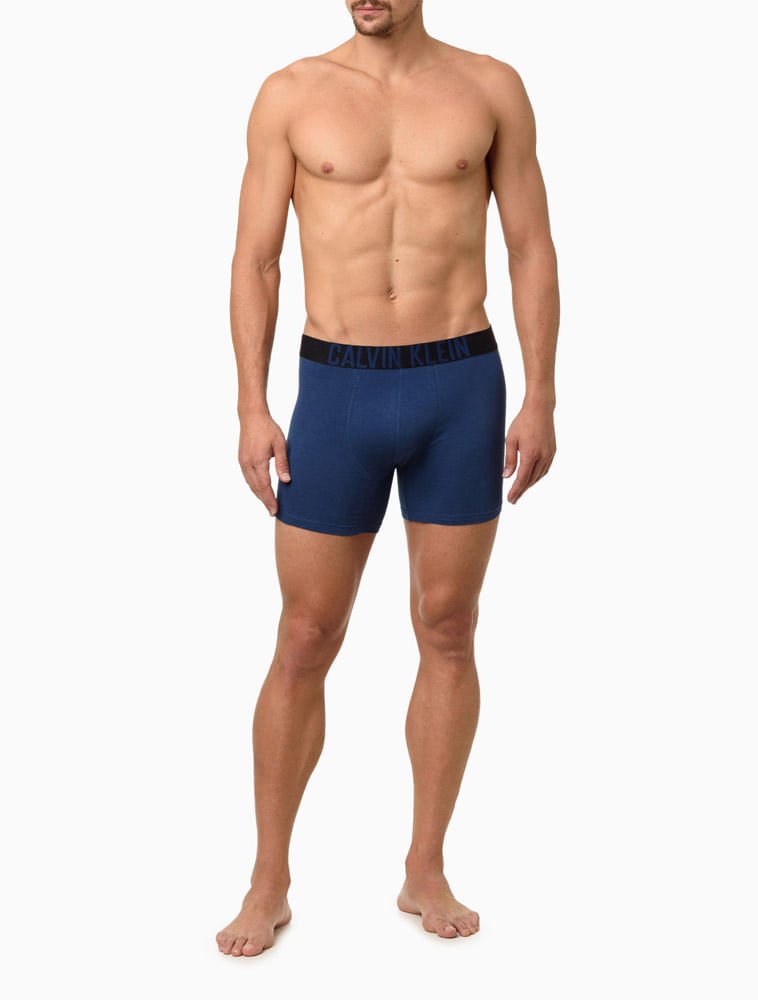 Kit 2 Cuecas Boxer Cotton Intense Power Calvin Klein Underwear - Azul + Preto Azul 2