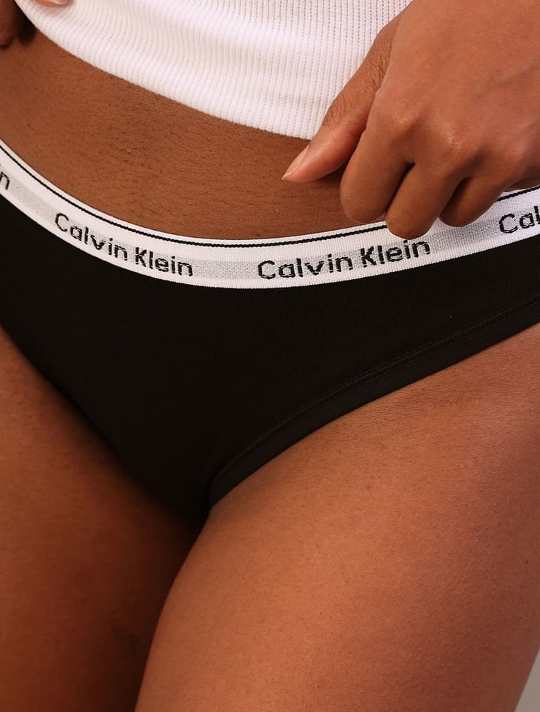 Kit 3 Calcinhas Tangas Mini Modern Cotton Calvin Klein Underwear - Preto Preto 3