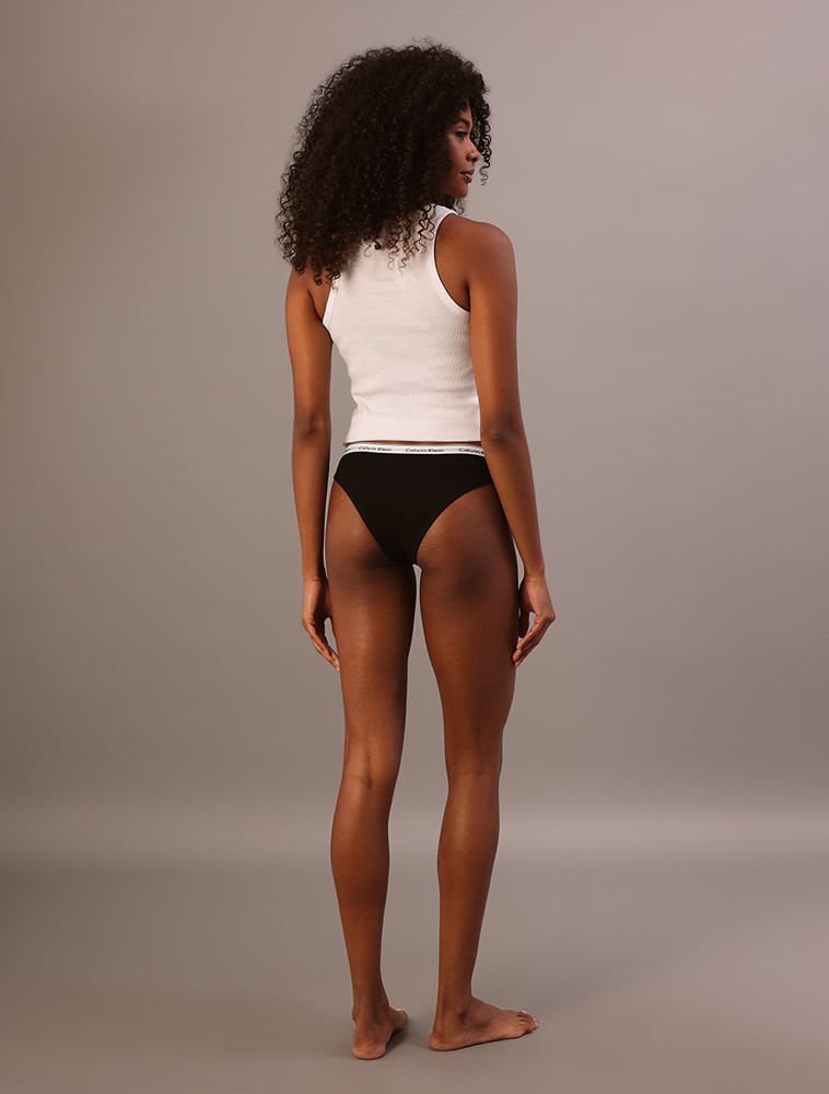 Kit 3 Calcinhas Tangas Mini Modern Cotton Calvin Klein Underwear - Preto Preto 4