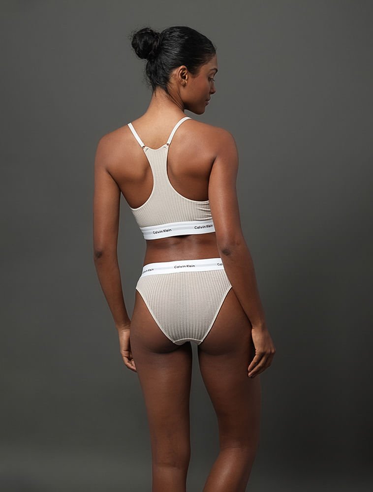 Calcinha Tanga Modal Ribana Modern Calvin Klein Underwear - Areia Bege 4