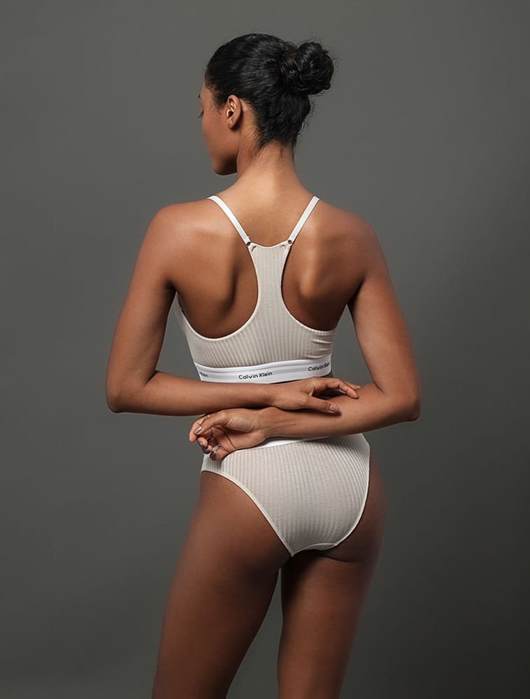 Calcinha Tanga Modal Ribana Modern Calvin Klein Underwear - Areia Bege 5