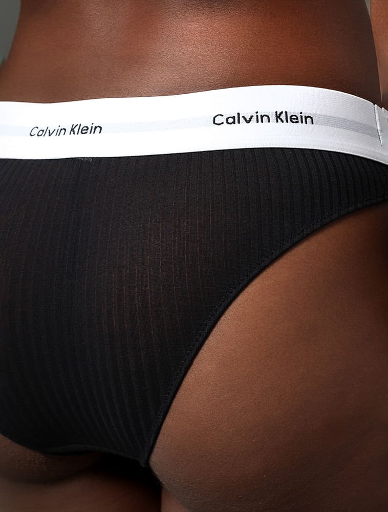 Calcinha Tanga Modal Ribana Modern Calvin Klein Underwear - Preto Preto 4