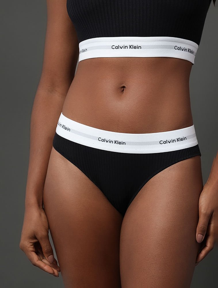 Calcinha Tanga Modal Ribana Modern Calvin Klein Underwear - Preto Preto 5