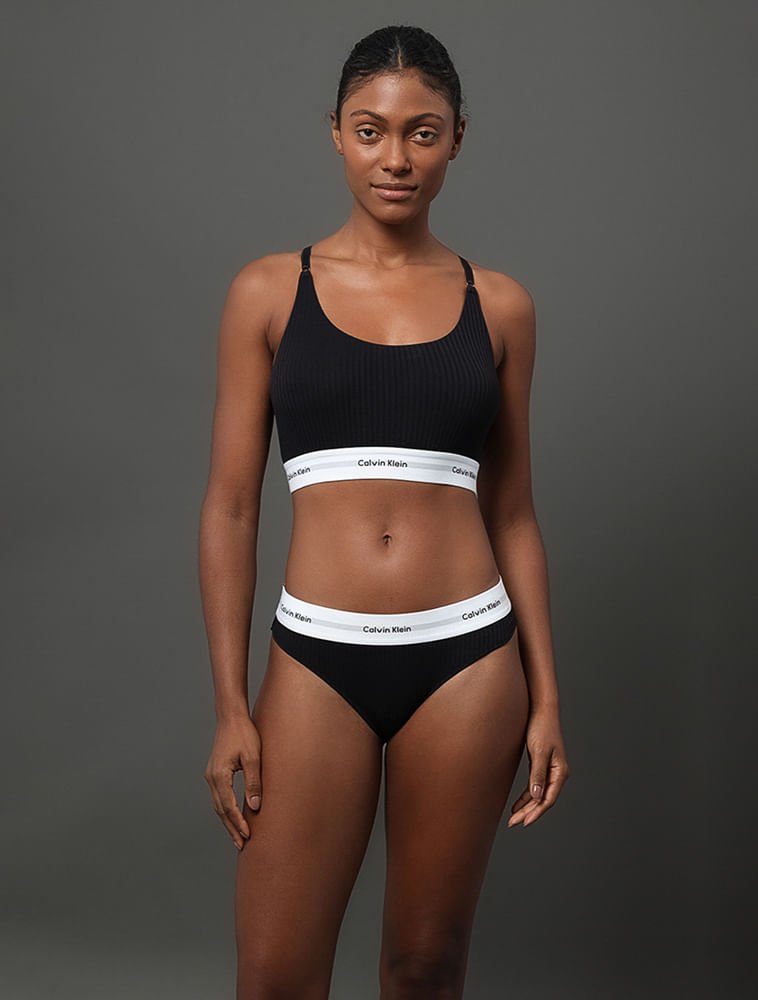 Calcinha Tanga Modal Ribana Modern Calvin Klein Underwear - Preto