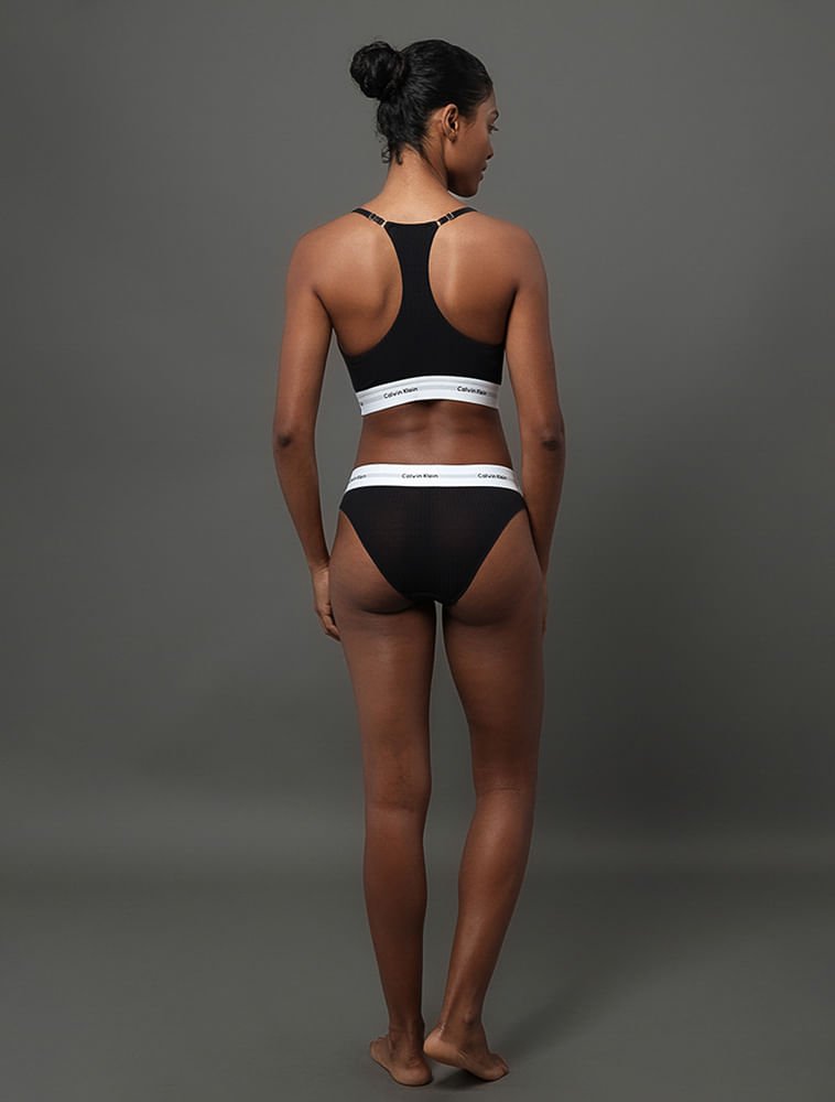 Calcinha Tanga Modal Ribana Modern Calvin Klein Underwear - Preto Preto 2