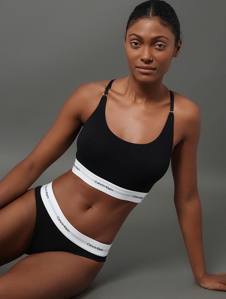 Calcinha Tanga Modal Ribana Modern Calvin Klein Underwear - Preto Preto 3