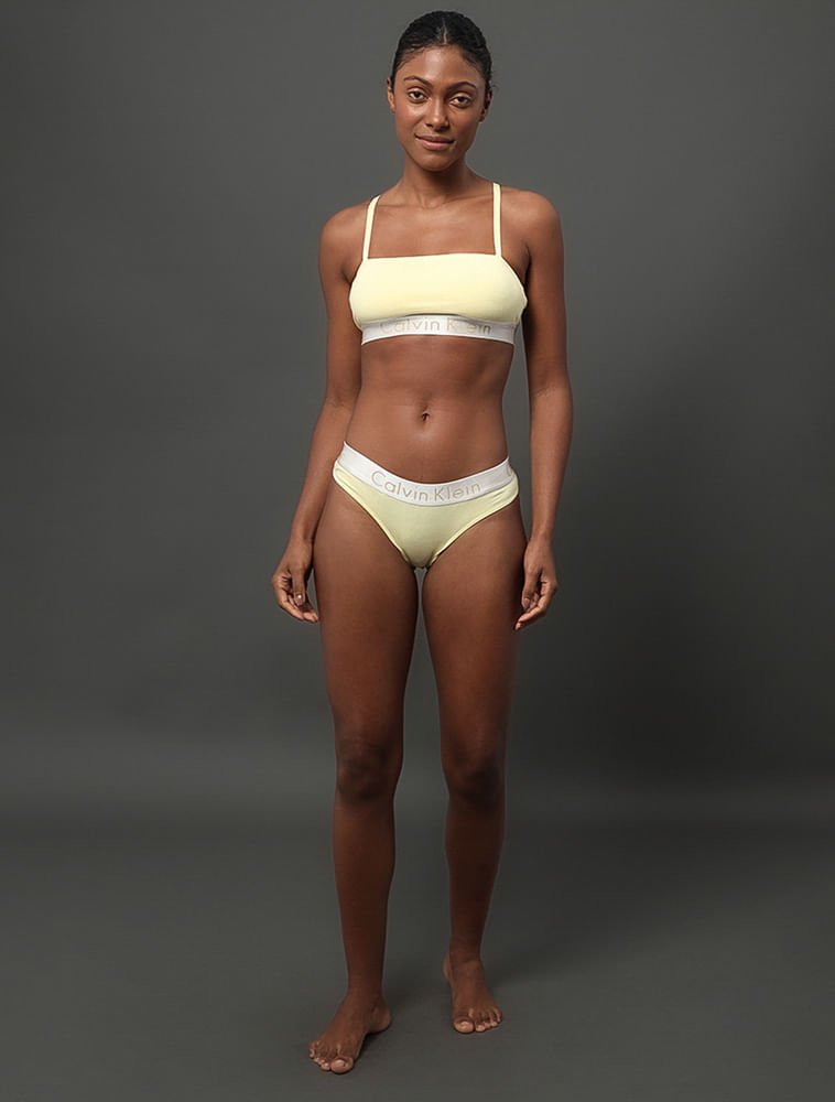 Calcinha Tanga Cotton Reveillon Calvin Klein Underwear - Amarelo Ouro
