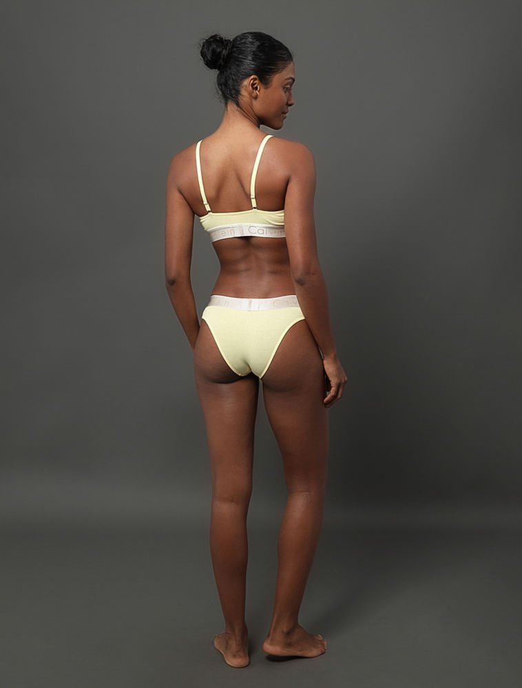 Calcinha Tanga Cotton Reveillon Calvin Klein Underwear - Amarelo Ouro Amarelo 3