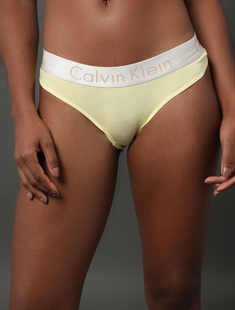 Calcinha Tanga Cotton Reveillon Calvin Klein Underwear - Amarelo Ouro Amarelo 4