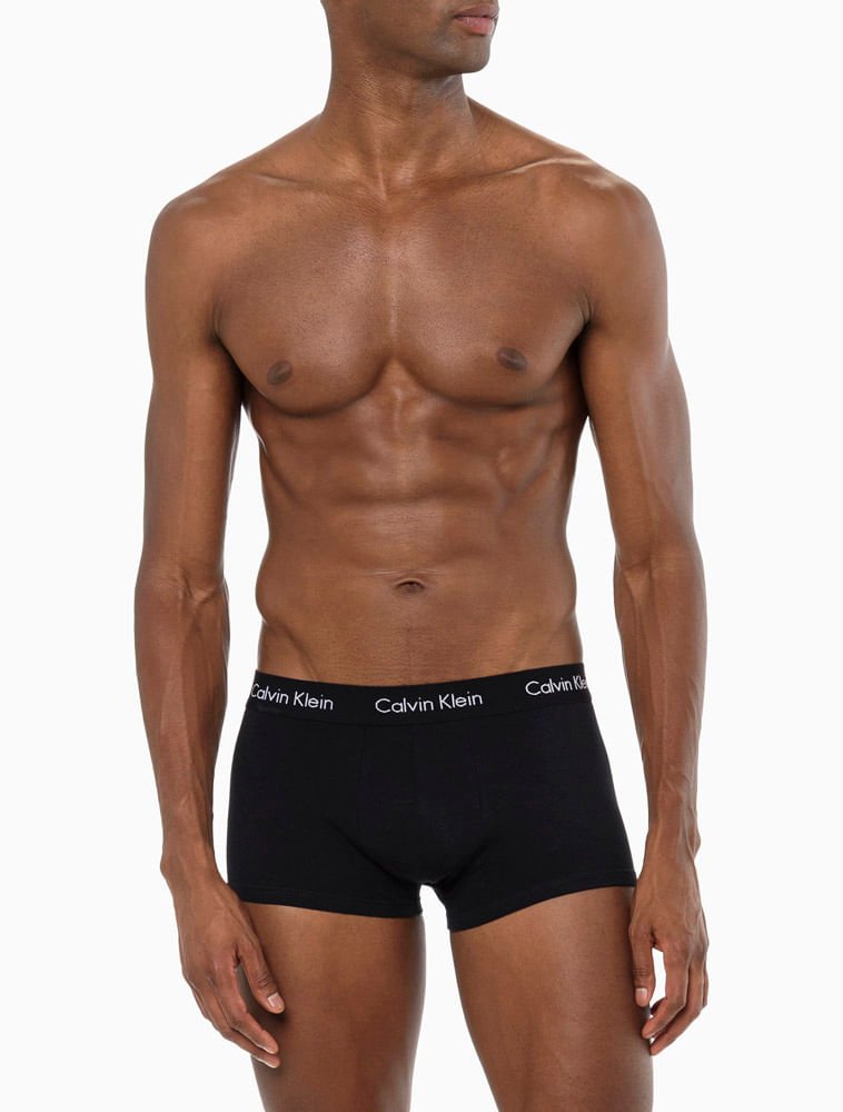 Kit 3 Cuecas Low Rise Trunk Classic Cintura Baixa Calvin Klein Underwear - Preto