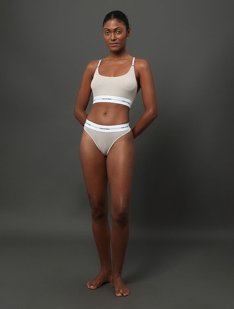 Calcinha Tanga Modal Ribana Modern Calvin Klein Underwear - Areia
