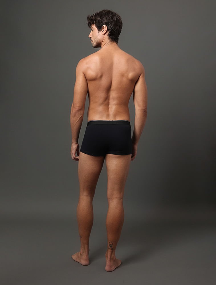 Cueca Low Rise Trunk Cotton Monogram Calvin Klein Underwear - Preto Preto 3
