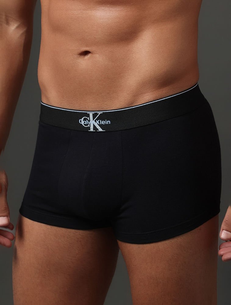 Cueca Low Rise Trunk Cotton Monogram Calvin Klein Underwear - Preto Preto 4