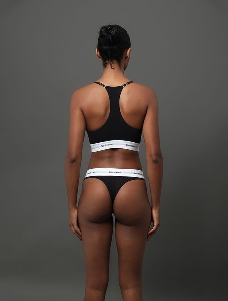 Calcinha Tanga Modal Ribana Modern Calvin Klein Underwear - Preto Preto 4