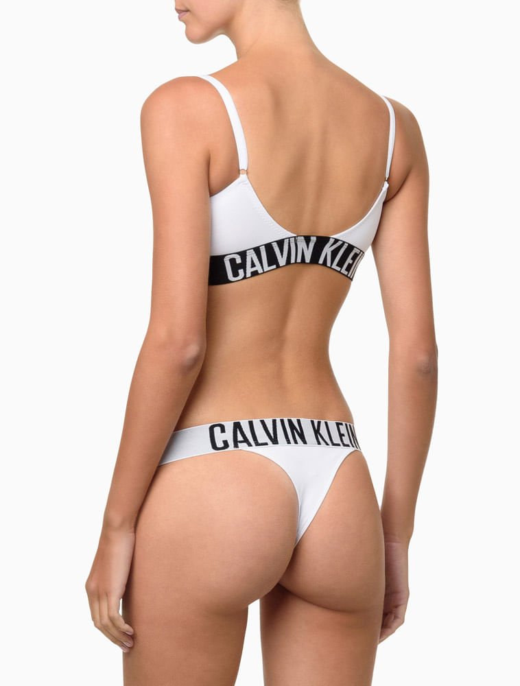 Calcinha Fio Dental Micro Intense Power Calvin Klein Underwear - Branco/Branco Branco 3