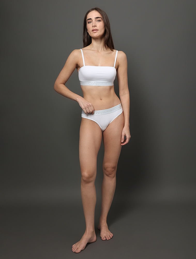 Calcinha Tanga Cotton Reveillon Calvin Klein Underwear - Light Grey Branco 3