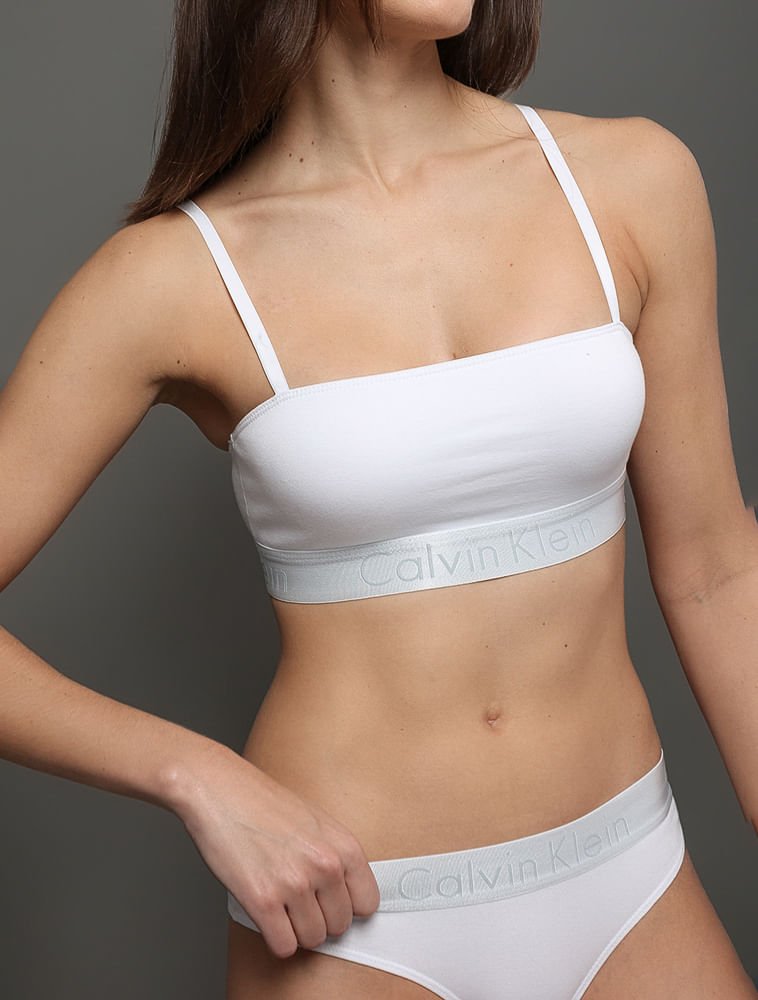 Calcinha Tanga Cotton Reveillon Calvin Klein Underwear - Light Grey Branco 4