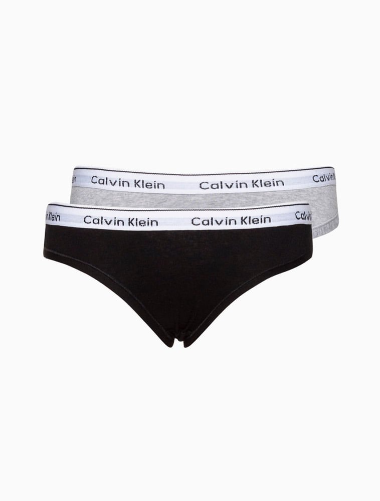 Kit 2 Calcinhas Menina Mini Modern Cotton Calvin Klein Underwear - Preto / Cinza Mescla