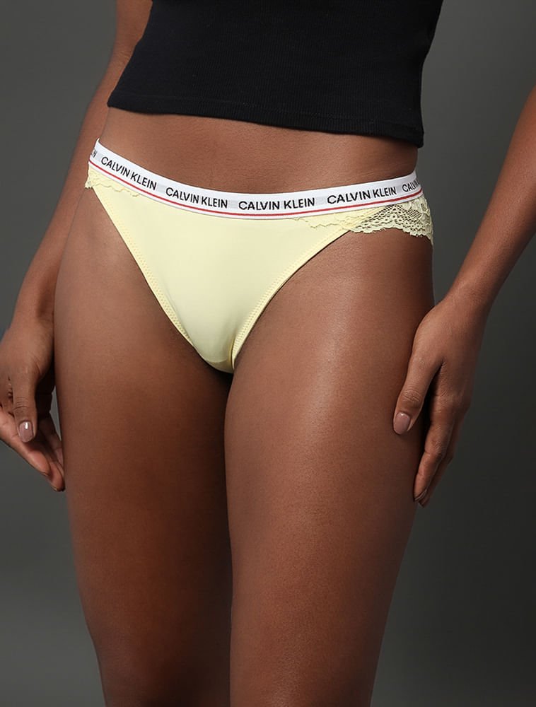 Kit 3 Calcinhas Tanga em Renda Calvin Klein Underwear - Preto/Branco/Amarelo Preto/Branco/Amarelo 2