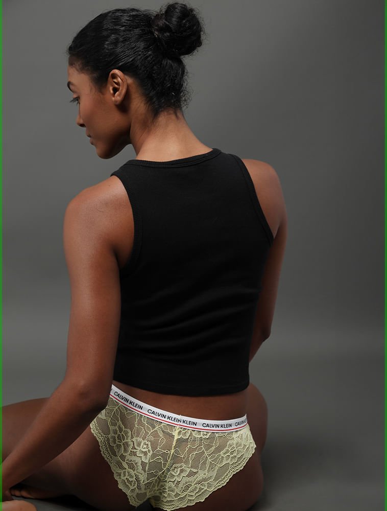 Kit 3 Calcinhas Tanga em Renda Calvin Klein Underwear - Preto/Branco/Amarelo Preto/Branco/Amarelo 5