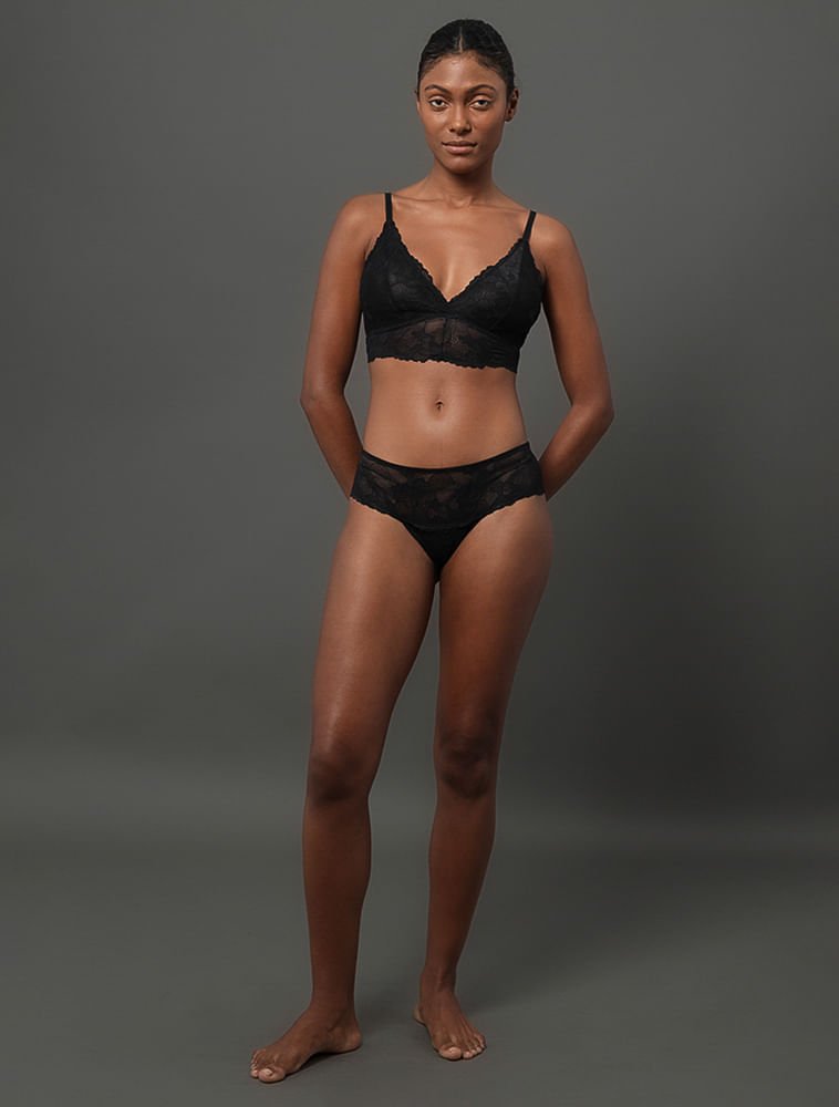 Calcinha Fio Dental Bridal Lace Calvin Klein Underwear - Preto