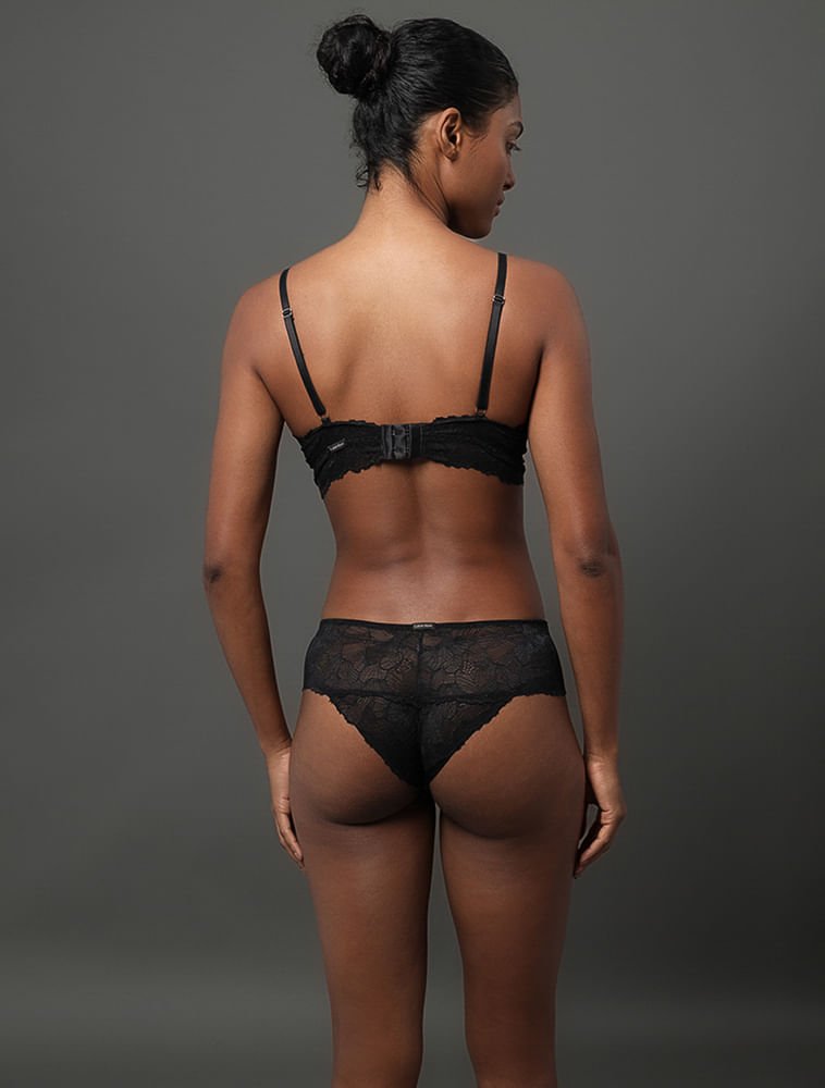Calcinha Fio Dental Bridal Lace Calvin Klein Underwear - Preto Preto 3