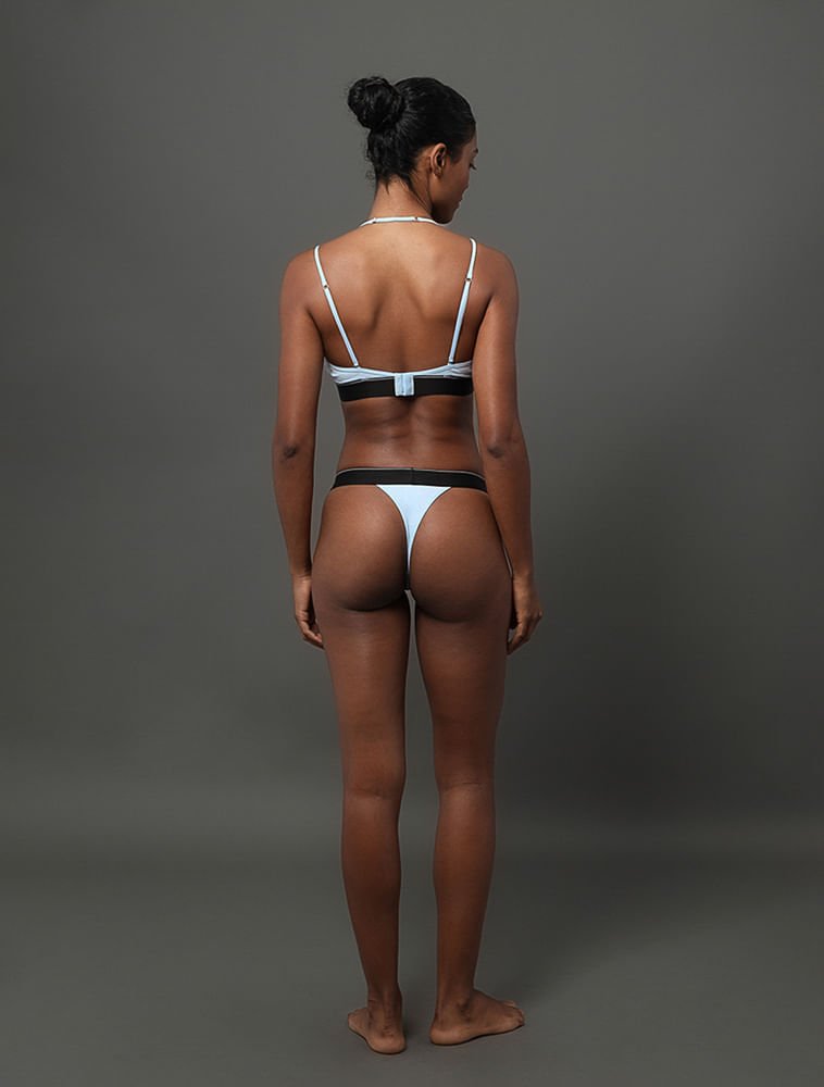 Calcinha Fio Dental Cotton Monogram Calvin Klein Underwear - Azul Claro Azul 2