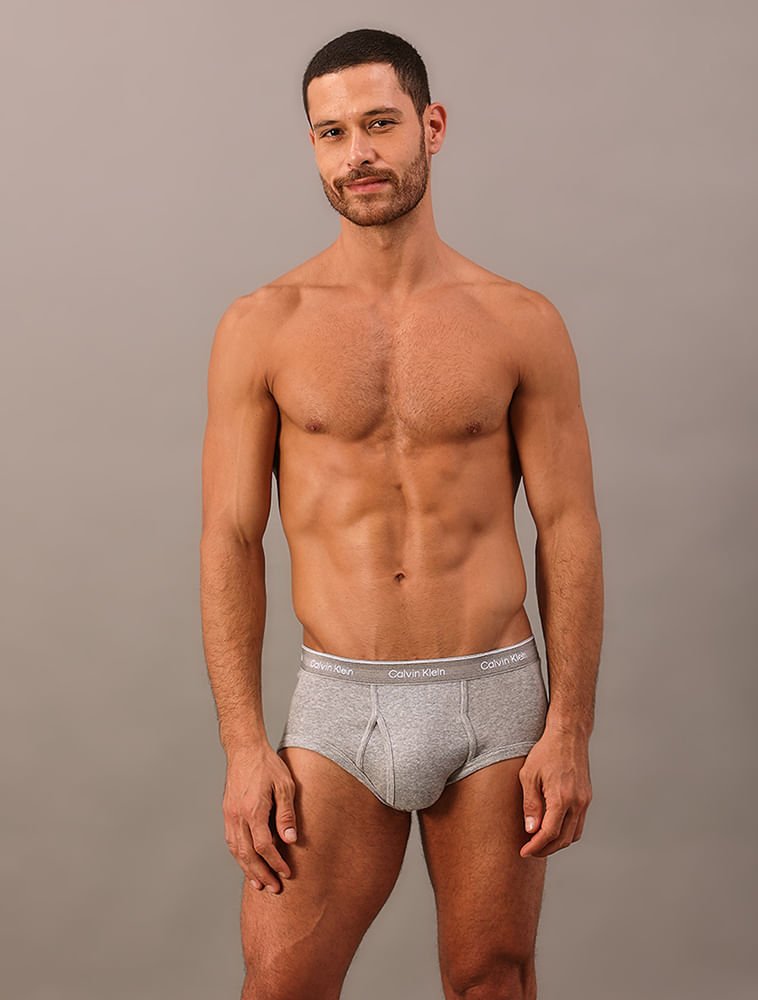 Kit 3 Cuecas Brief Cotton Rib Calvin Klein - 020 Cinza 2