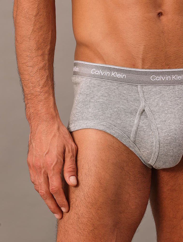 Kit 3 Cuecas Brief Cotton Rib Calvin Klein - 020 Cinza 3