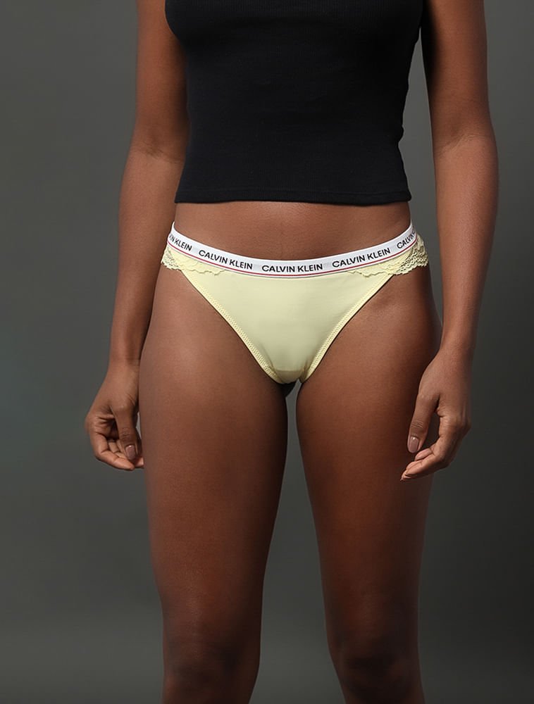 Kit 3 Calcinhas Fio Dental em Renda Calvin Klein Underwear - Preto/Branco/Amarelo Preto/Branco/Amarelo 2
