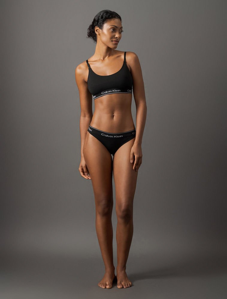Calcinha Tanga Modern Cotton Seamless Calvin Klein Underwear - Preto Preto 3