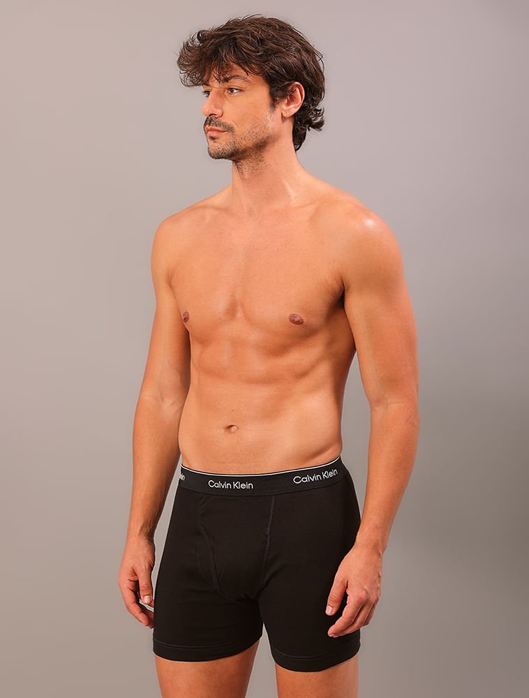 Kit 3 Cuecas Boxer Brief Cotton Calvin Klein Underwear - Black Preto 2