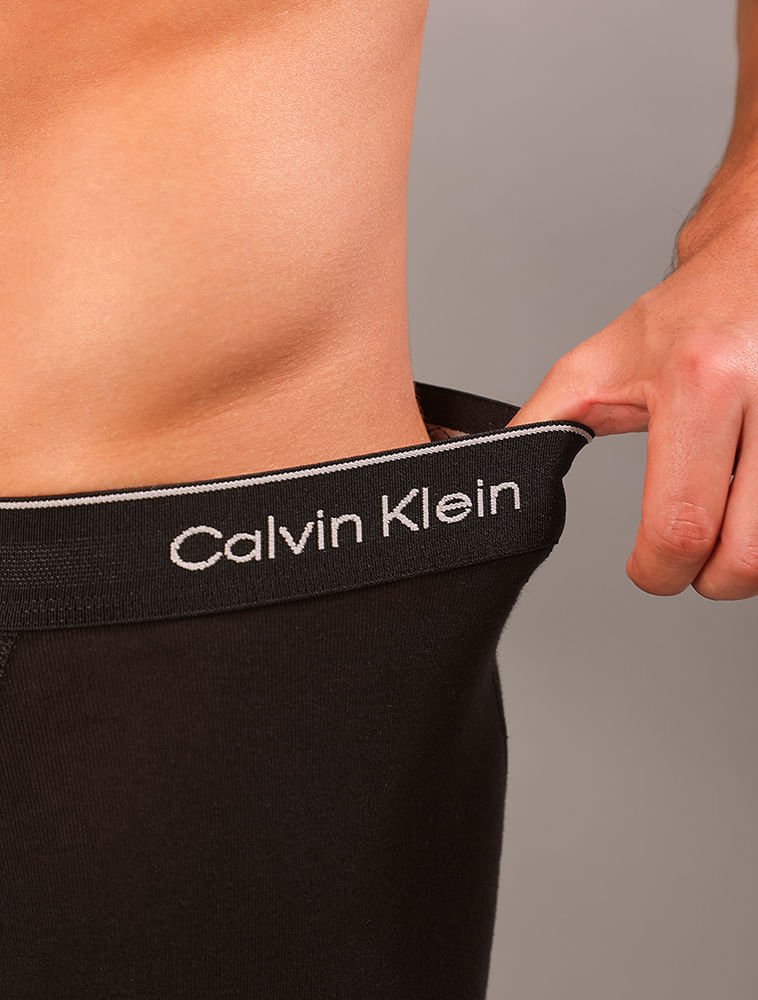Kit 3 Cuecas Boxer Brief Cotton Calvin Klein Underwear - Black Preto 3
