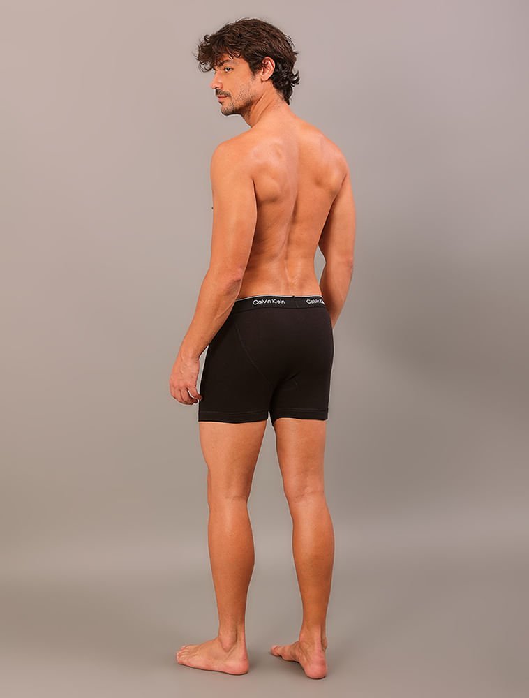 Kit 3 Cuecas Boxer Brief Cotton Calvin Klein Underwear - Black Preto 4