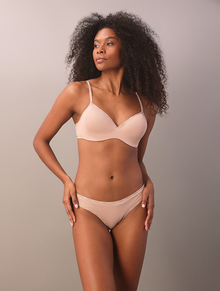 Calcinha Tanga Soft Micrologo Calvin Klein Underwear - Skin Médio Bege 2