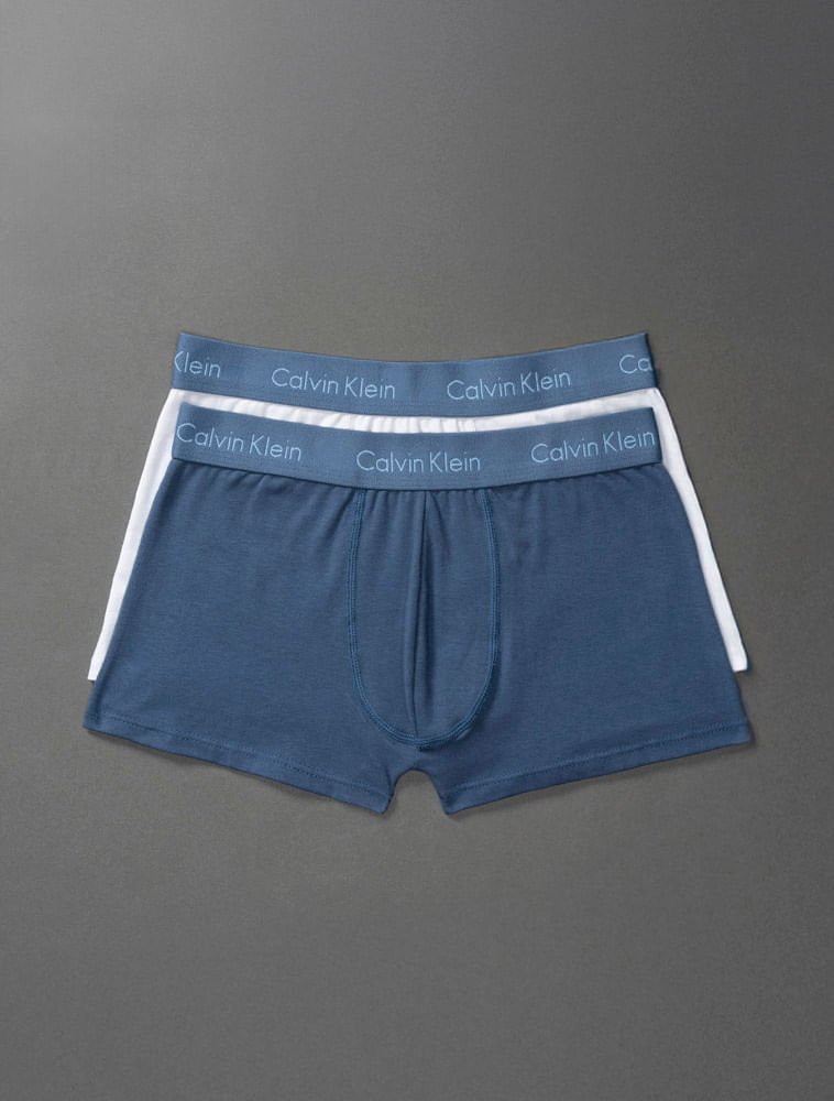 Kit 2 Cuecas Menino Trunk Classic Calvin Klein Underwear - Azul Medio/Azul Claro