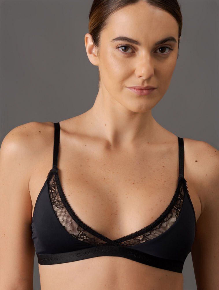 Calcinha Fio Dental String Soft Lace Calvin Klein Underwear - Preto Preto 4