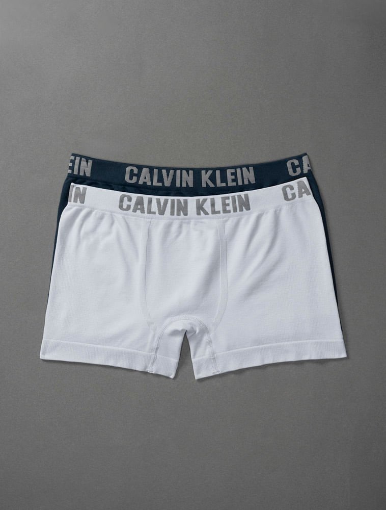 Kit 2 Cuecas Menino Trunk Sem Costura Calvin Klein Underwear - Marinho Com Azul Claro