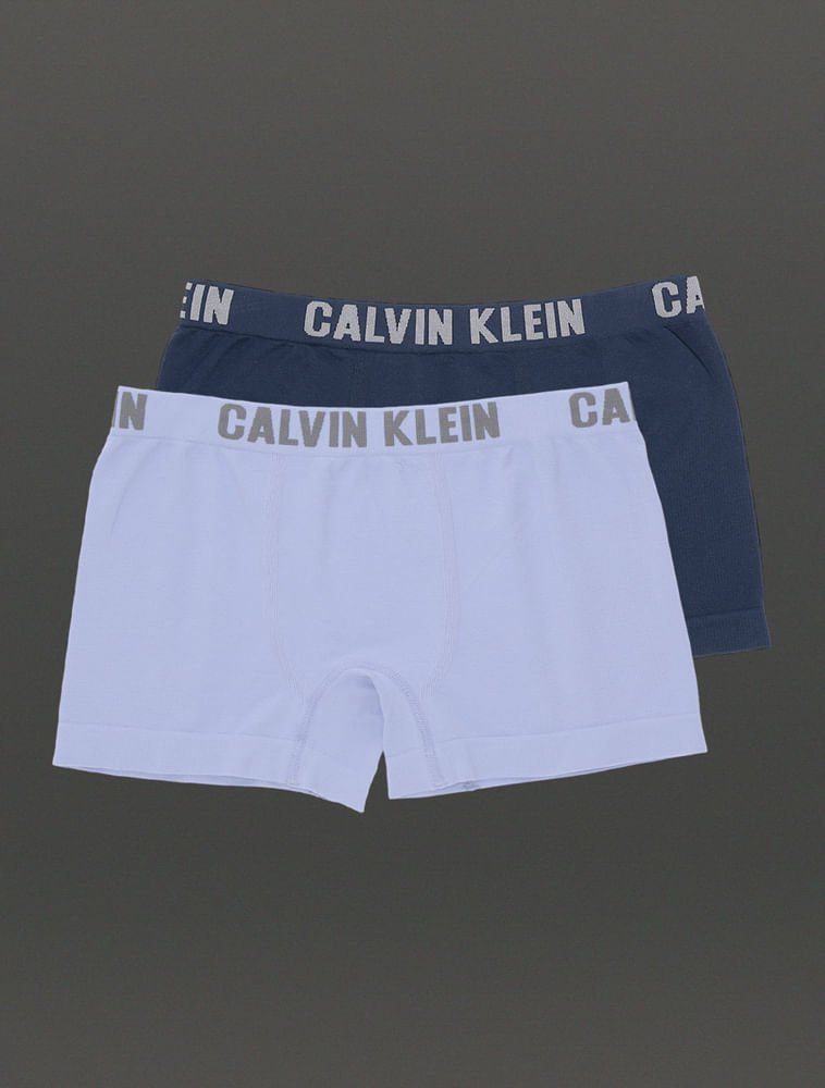 Kit 2 Cuecas Menino Trunk Sem Costura Calvin Klein Underwear - Marinho Com Azul Claro Azul Marinho/Azul Claro 2