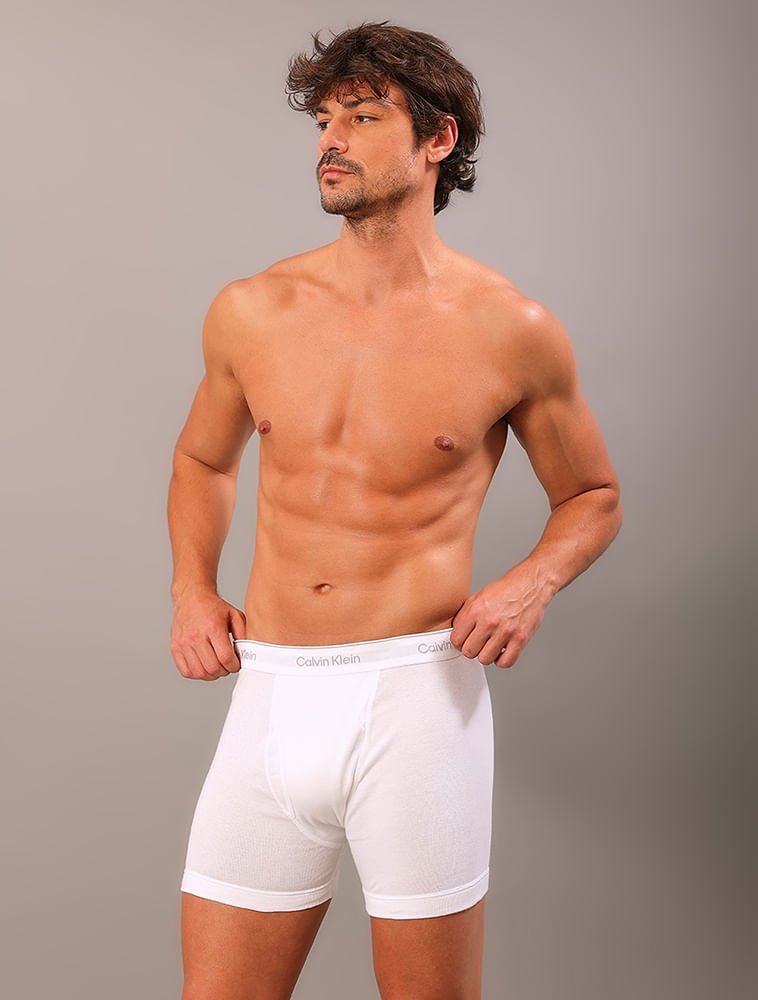 Kit 3 Cuecas Boxer Brief Cotton Calvin Klein Underwear - White Branco 2