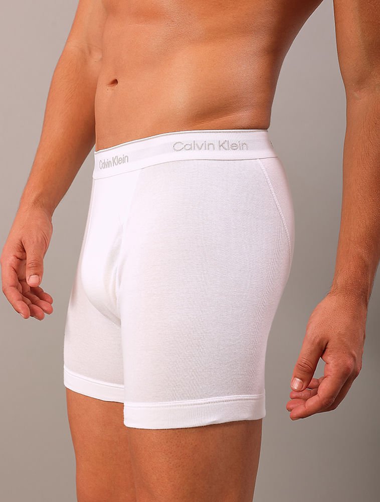 Kit 3 Cuecas Boxer Brief Cotton Calvin Klein Underwear - White Branco 3