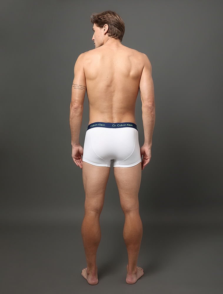Kit 3 Cuecas Low Rise Trunk Classic Calvin Klein Underwear - Branco / Cinza Mescla Branco/Cinza 2