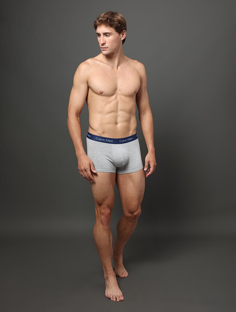 Kit 3 Cuecas Low Rise Trunk Classic Calvin Klein Underwear - Branco / Cinza Mescla Branco/Cinza 7