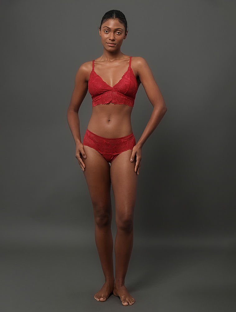 Calcinha Fio Dental Bridal Lace Calvin Klein Underwear - Vermelho