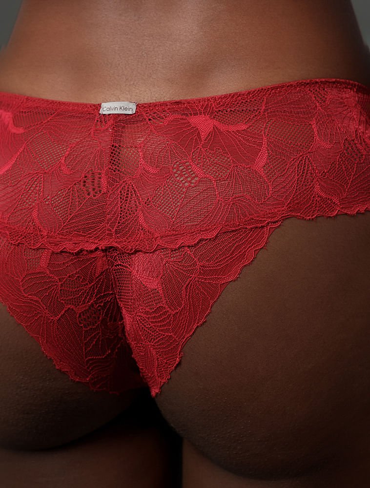 Calcinha Fio Dental Bridal Lace Calvin Klein Underwear - Vermelho Vermelho 5