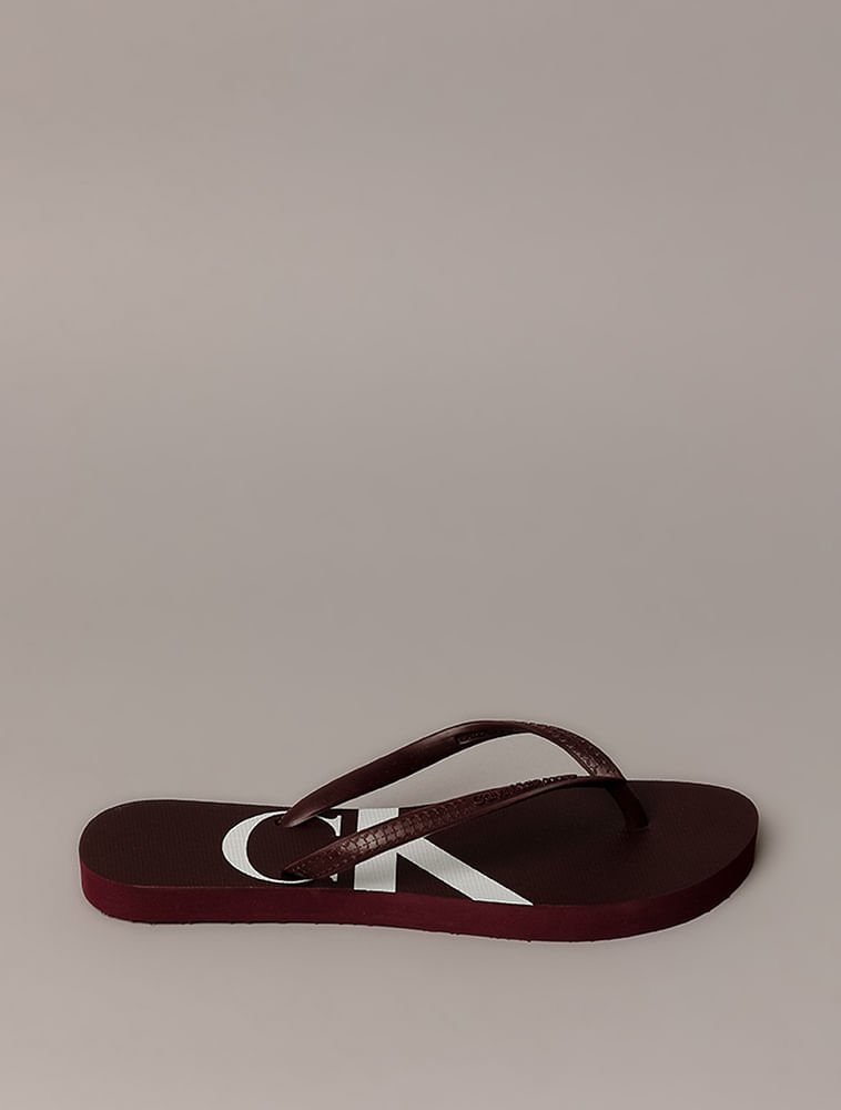 Chinelo Calvin Klein Jeans Feminino Logo Corrido Ck - Bordo
