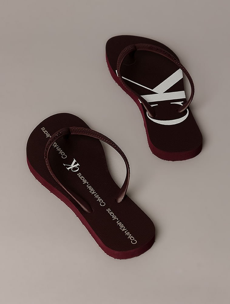 Chinelo Calvin Klein Jeans Feminino Logo Corrido Ck - Bordo Bordô 3