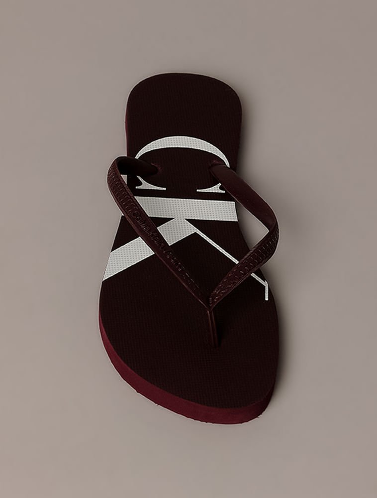Chinelo Calvin Klein Jeans Feminino Logo Corrido Ck - Bordo Bordô 4