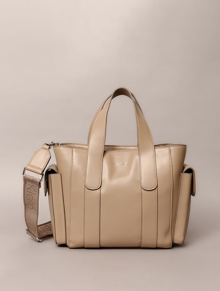 Bolsa Calvin Klein Feminina Com Bolsos Laterais - Havana