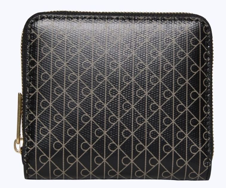 Carteira Calvin Klein Feminina Monograma Aop Zíper - Preto Preto 1